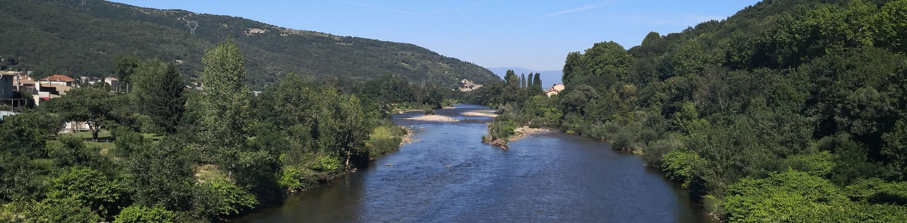 Banner showing river flowing through valley