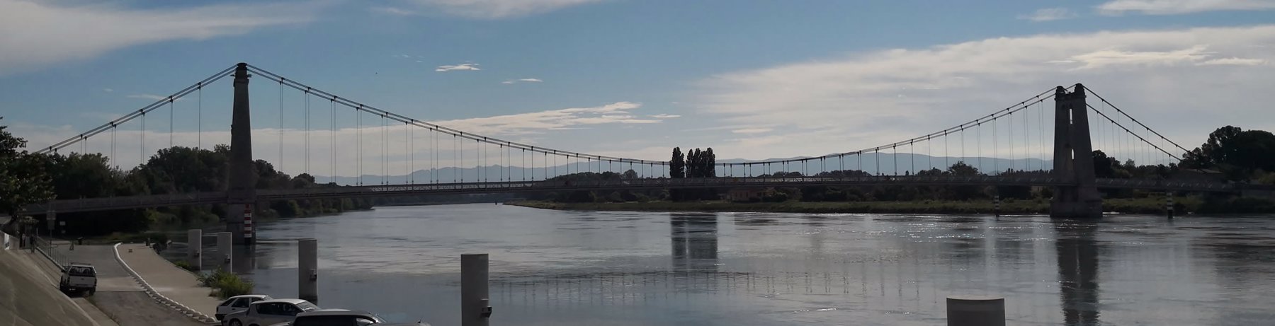 Banner showing bridge over river