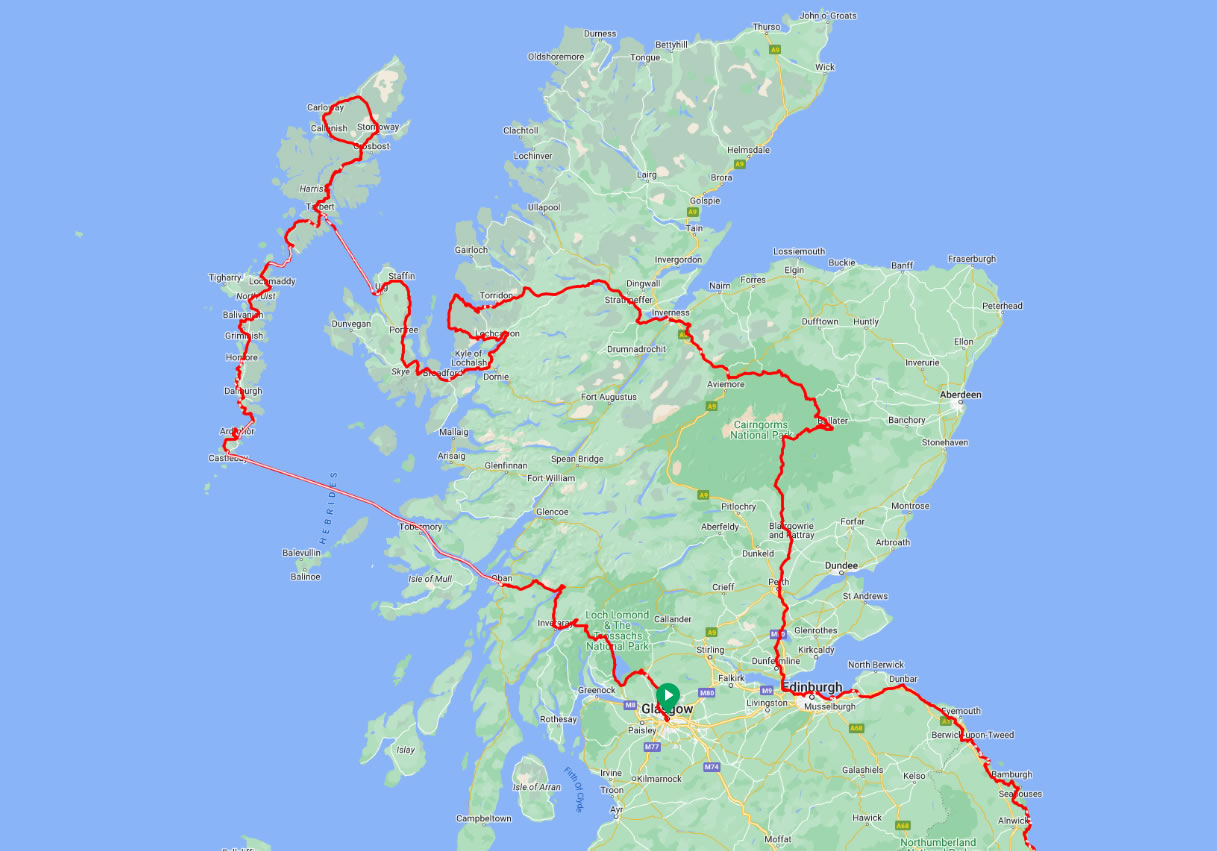 Scotland 2023 Tour Route