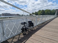 Bike on suspension bridge